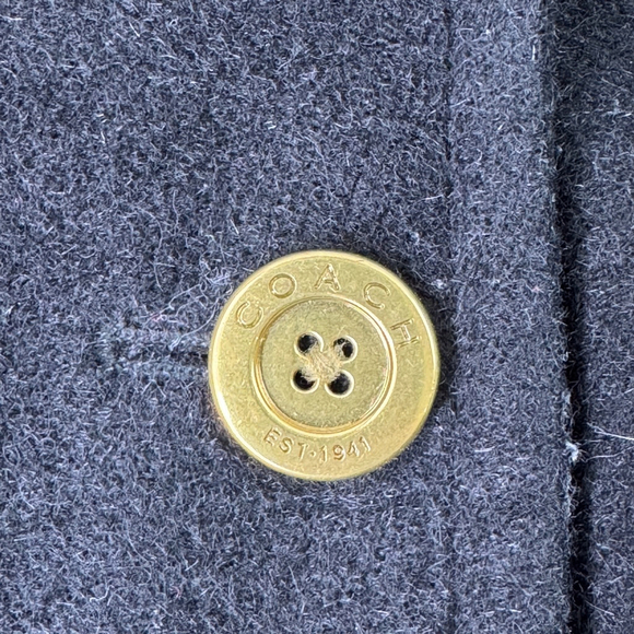 Coach women’s WoolMohair Blend Long Black Belted Pea Coat - Picture 8 of 13